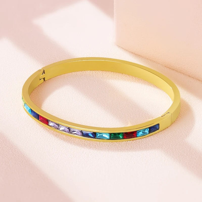 Rainbow Cubic Zirconia Bangle