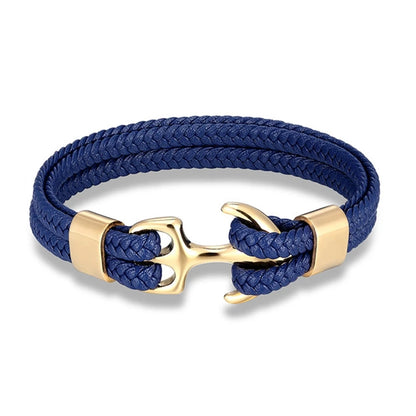 Men's Double Leather Anchor Bracelet