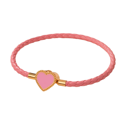 Gold Plated Heart Shape Leather Bracelet