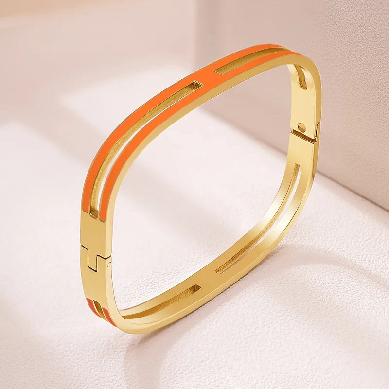 Gold Enamel Bangle