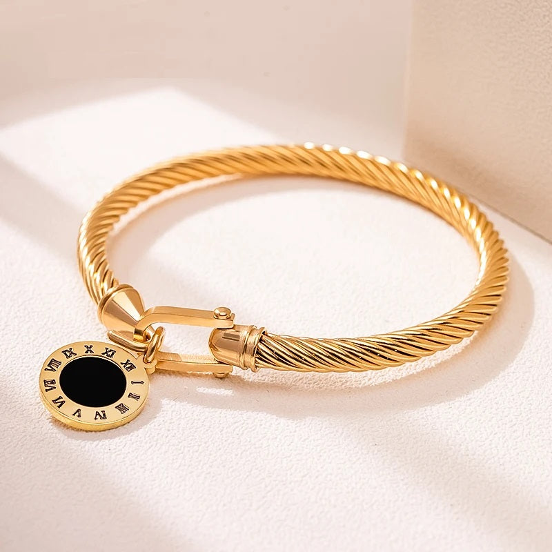 Twisted Bangle | Silver & Gold