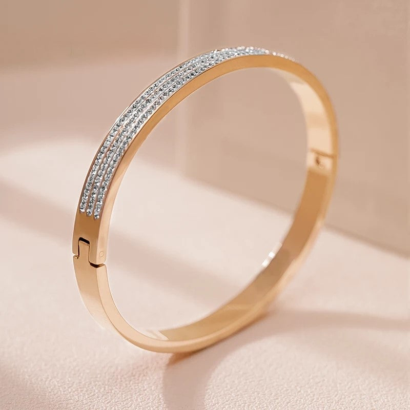 Cubic Zirconia Silver Bangle Bracelet