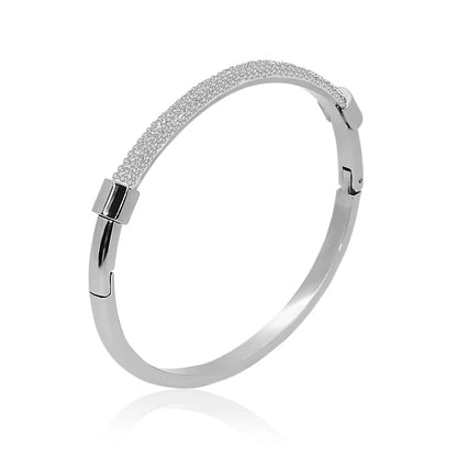 Half Cubic Zirconia Pave Bangle