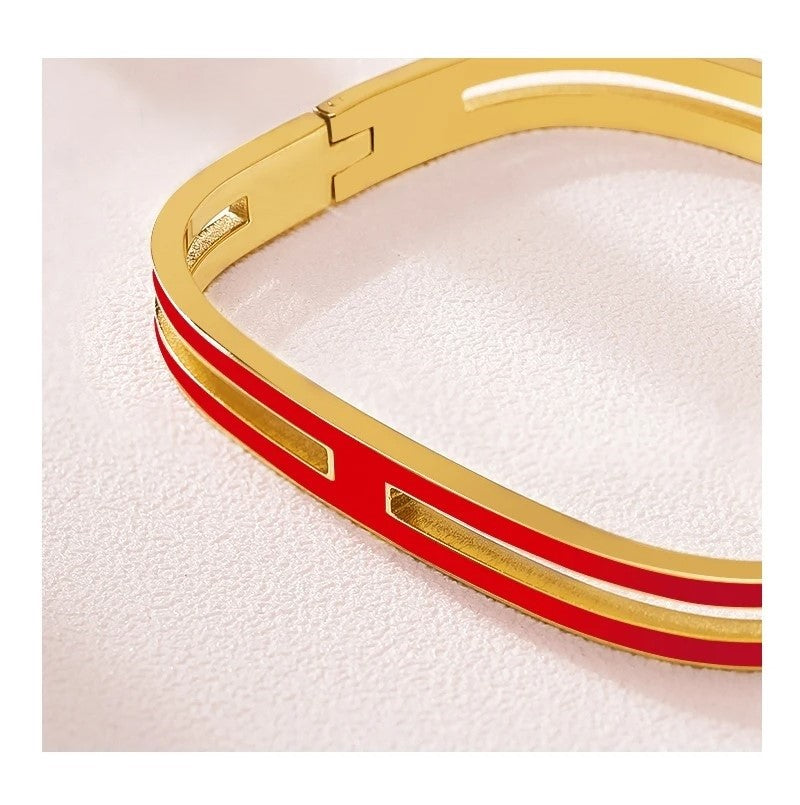 Gold Enamel Bangle