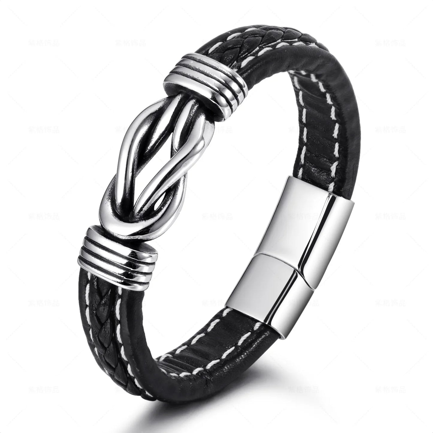 Men's Leather bracelet With Geometric Design