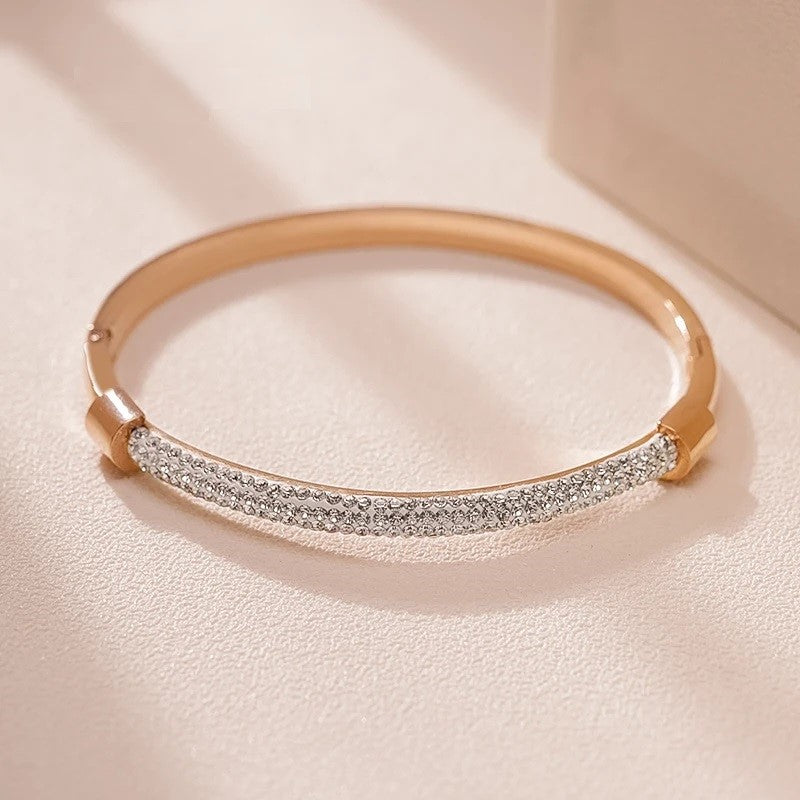 Half Cubic Zirconia Pave Bangle