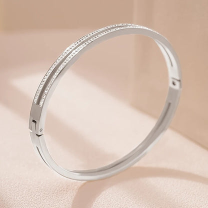 CZ Pave Double Layer Bangle