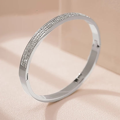 Cubic Zirconia Silver Bangle Bracelet