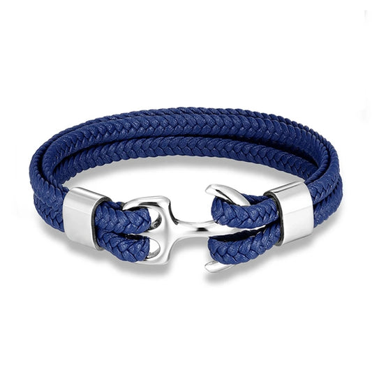 Men's Double Leather Anchor Bracelet