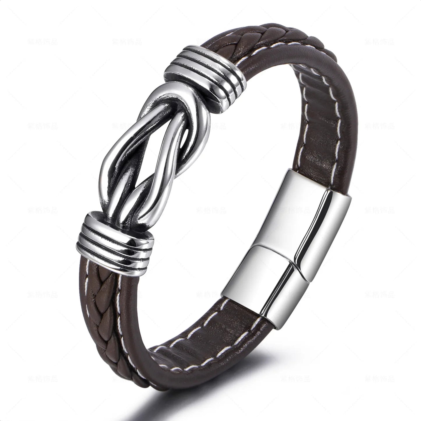 Men's Leather bracelet With Geometric Design