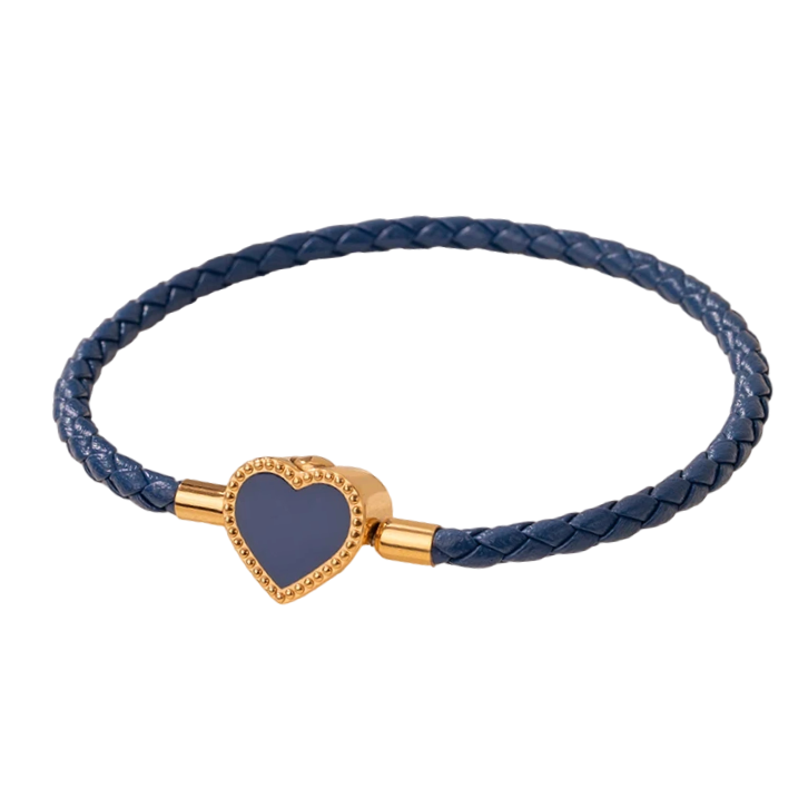 Gold Plated Heart Shape Leather Bracelet