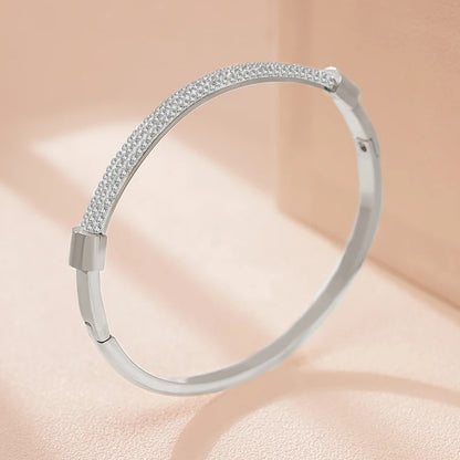 Half Cubic Zirconia Pave Bangle