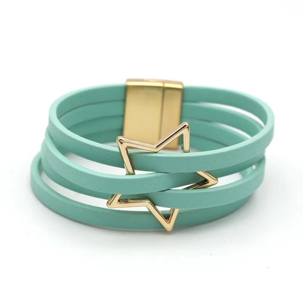 Women's Multilayered Leather Wrap Bracelet