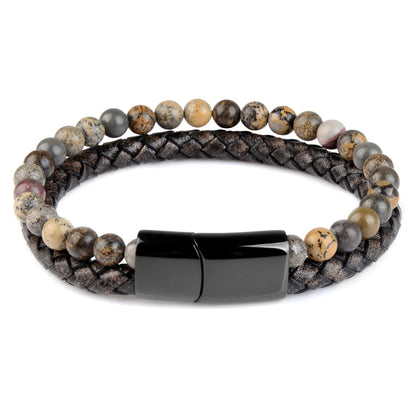 Genuine Leather Bracelet With Natural Stone