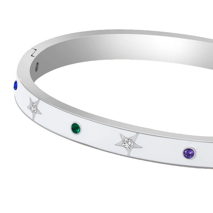 CZ Pave White Enamel Bangle