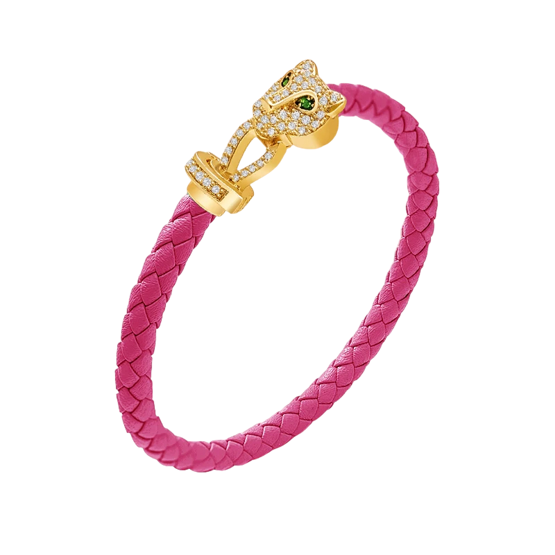 Luxury Cubic Zirconia Leather Bracelet