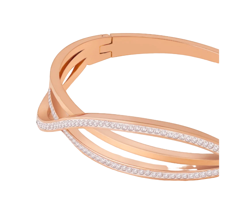 CZ Pave Rose Gold Wave Bangle