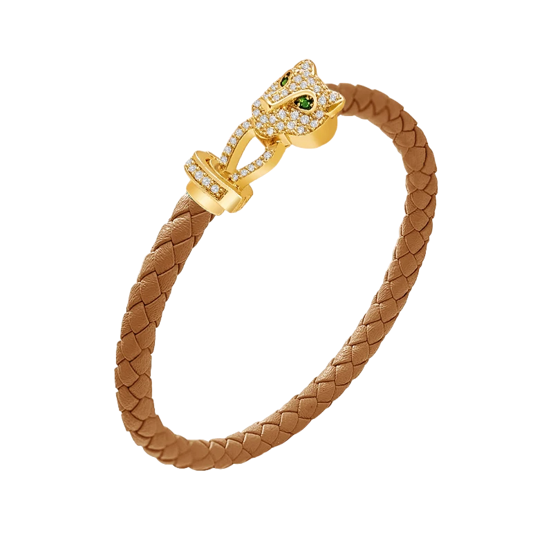 Luxury Cubic Zirconia Leather Bracelet