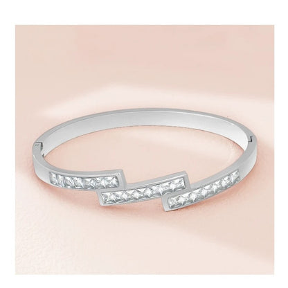 CZ Pave Silver Cuff Bangle