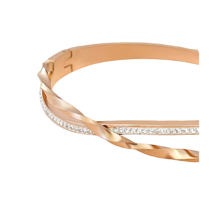 CZ Pave Rose Gold Crossover Bangle