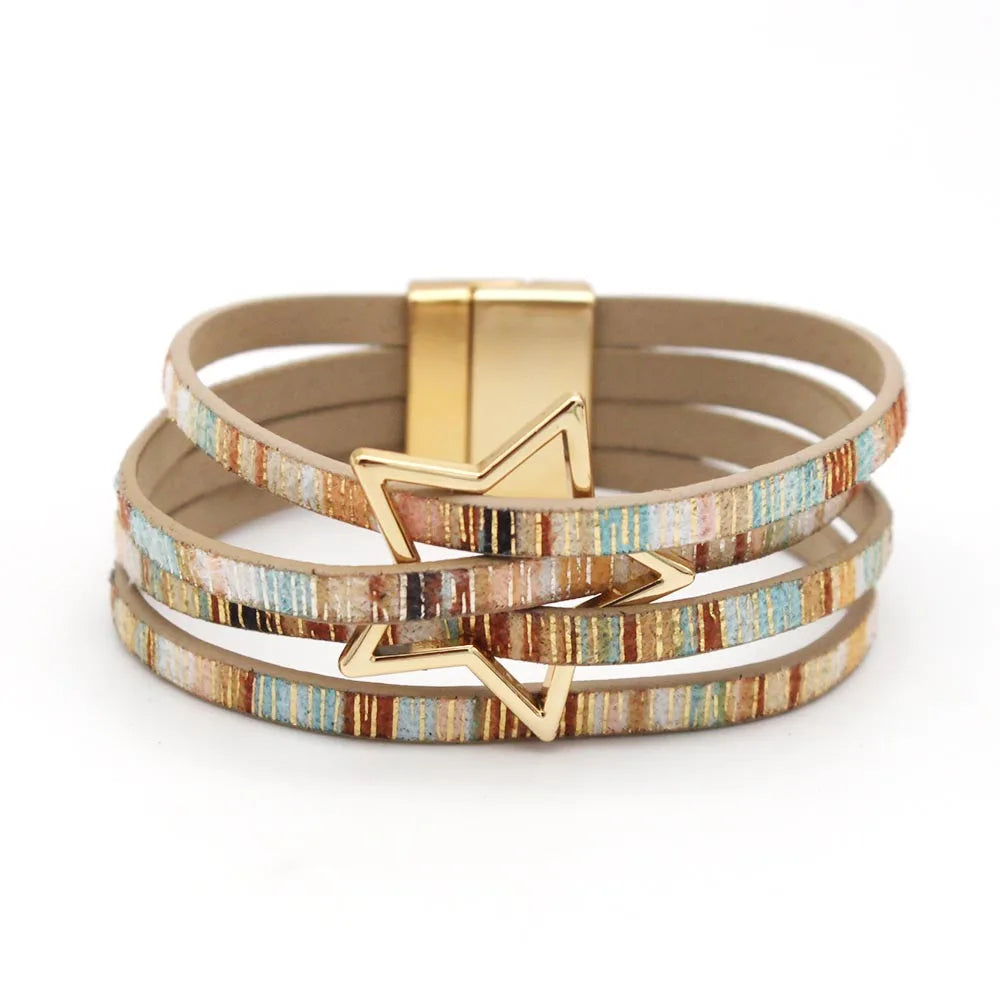 Women's Multilayered Leather Wrap Bracelet