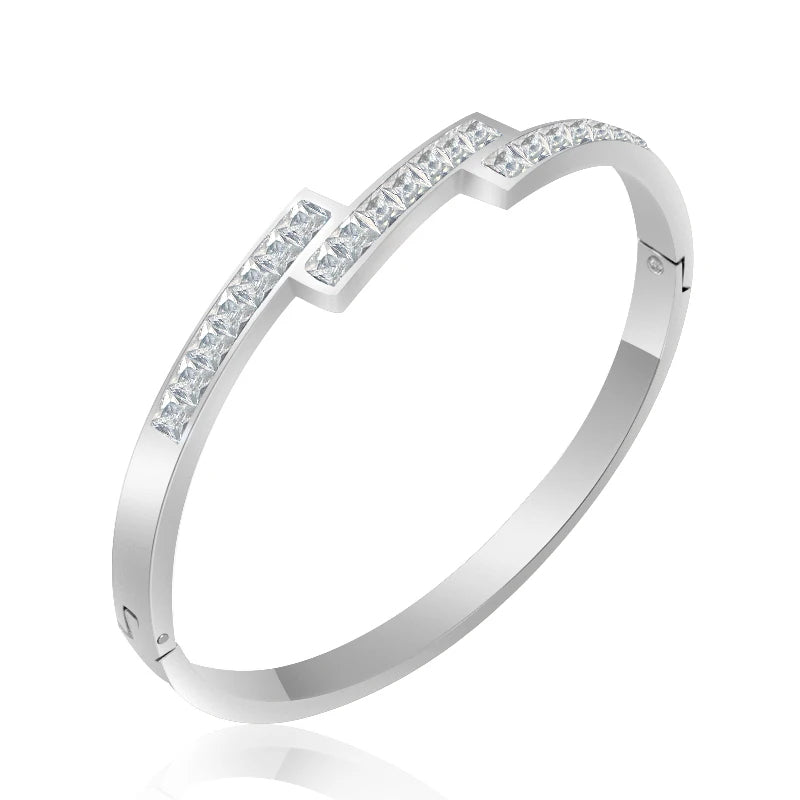 CZ Pave Silver Cuff Bangle