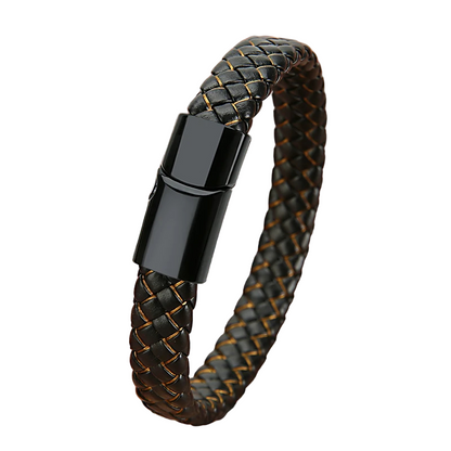 Genuine Leather Bracelet With Magnetic Clasp