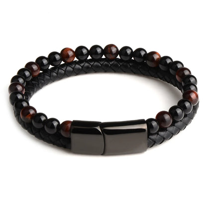 Genuine Leather Bracelet With Natural Stone