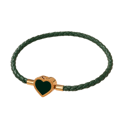 Gold Plated Heart Shape Leather Bracelet