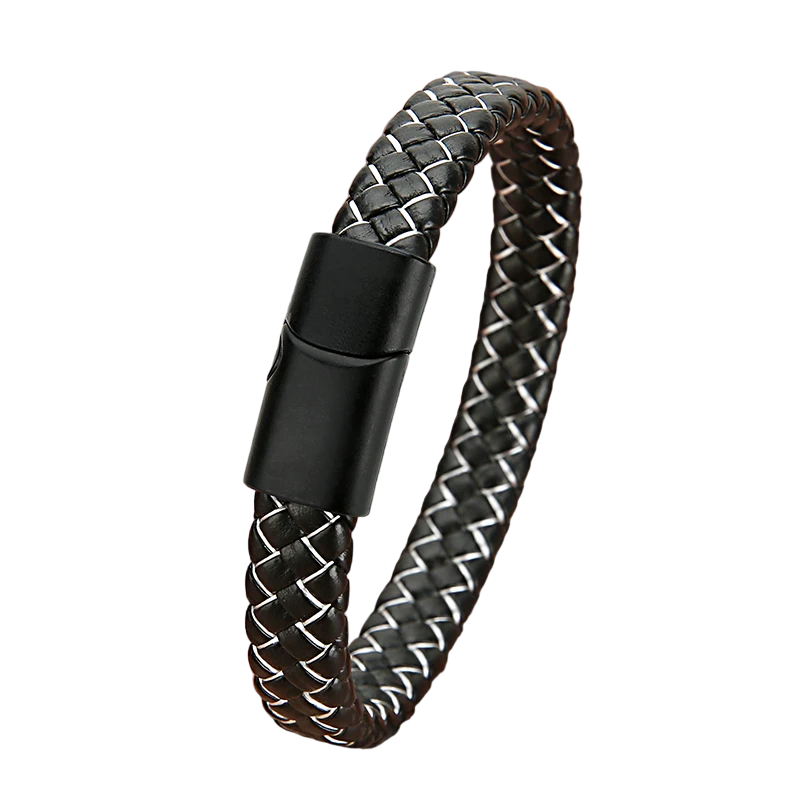 Genuine Leather Bracelet With Magnetic Clasp