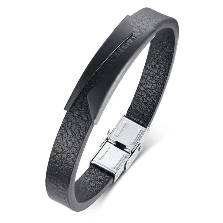 Men's Stainless Steel Leather Bracelet