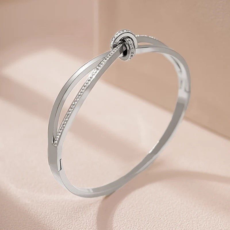 Cubic Zirconia Pave Crossover Bangle