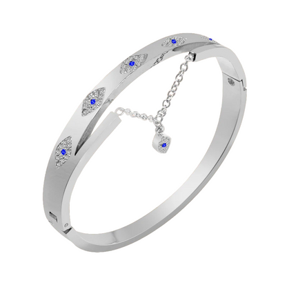 Cubic Zirconia Evil Eye Cuff Bangle