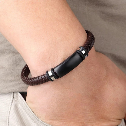 Men's Leather Braided Bracelet