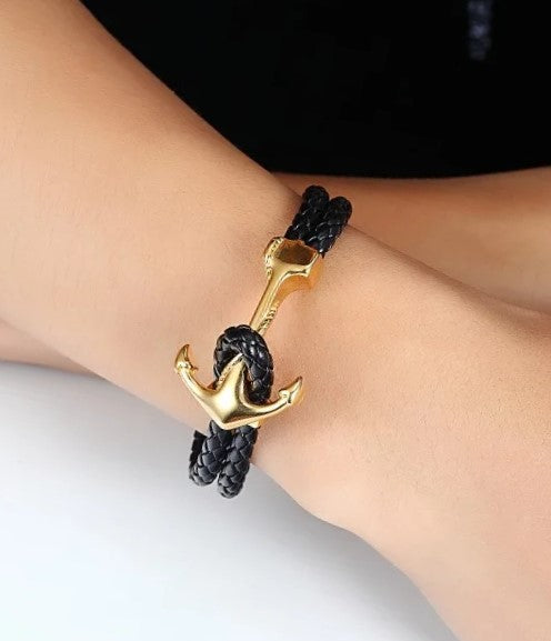 Anchor Leather Bracelet