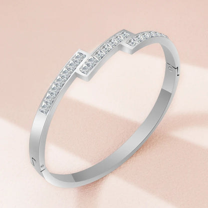 CZ Pave Silver Cuff Bangle