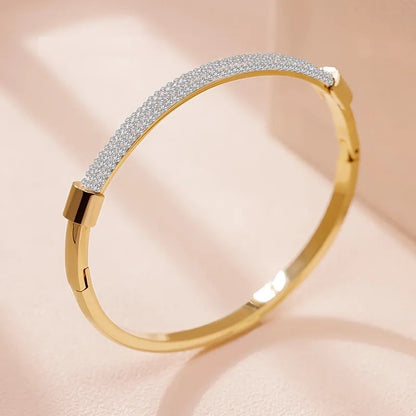 Half Cubic Zirconia Pave Bangle