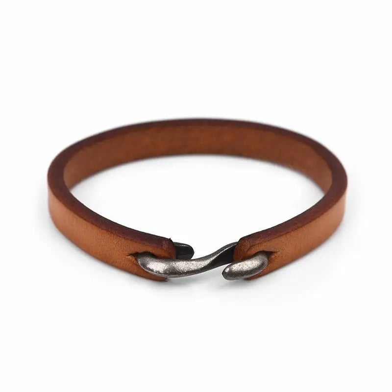 Genuine Leather Bracelet With Hook Closure