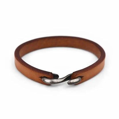 Genuine Leather Bracelet With Hook Closure