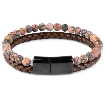 Genuine Leather Bracelet With Natural Stone