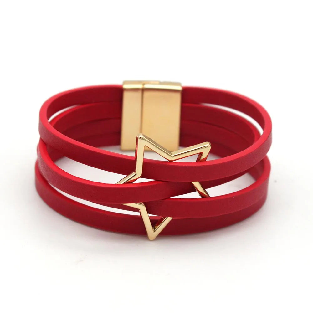 Women's Multilayered Leather Wrap Bracelet