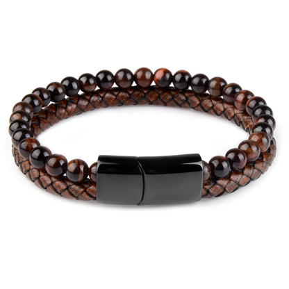 Genuine Leather Bracelet With Natural Stone