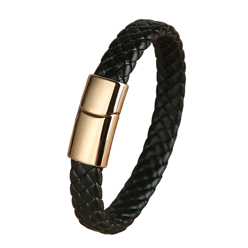 Genuine Leather Bracelet With Magnetic Clasp