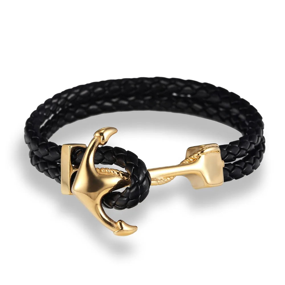 Anchor Leather Bracelet