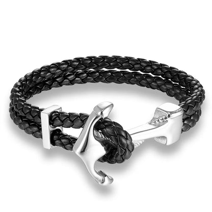 Anchor Leather Bracelet