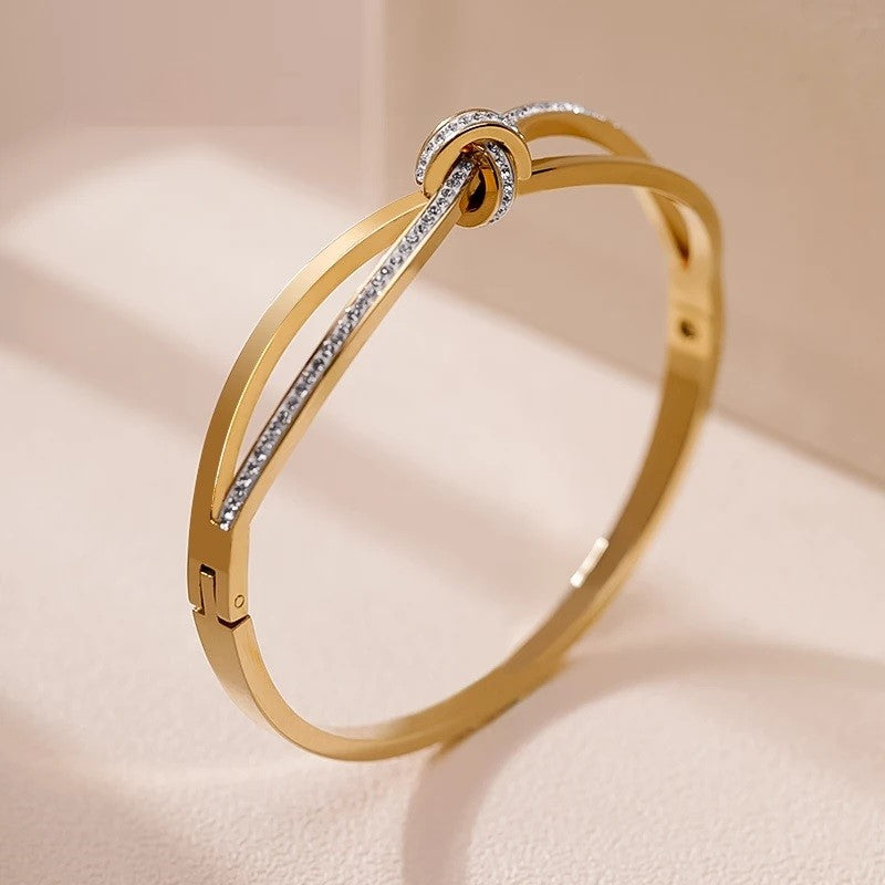 Cubic Zirconia Pave Crossover Bangle