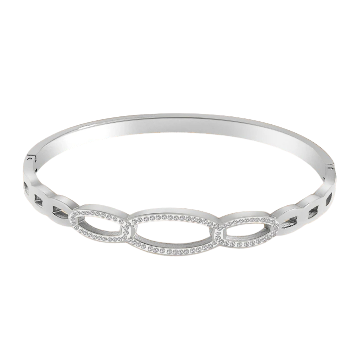 CZ Pave Oval Cuff Bangle