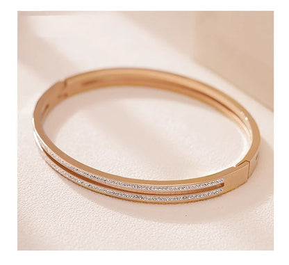 CZ Pave Double Layer Bangle