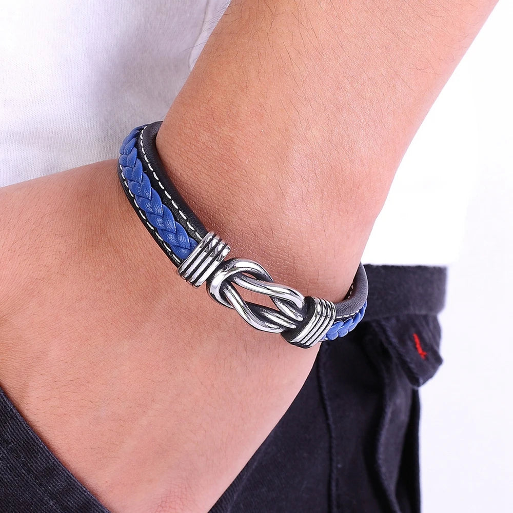 Men's Leather bracelet With Geometric Design