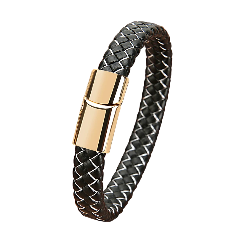 Genuine Leather Bracelet With Magnetic Clasp